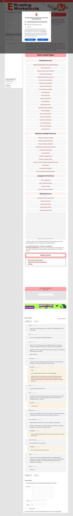 スクリーンショット www.ereadingworksheets.com