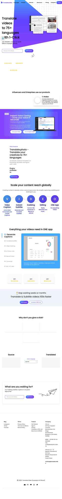 Screenshot www.translate.video