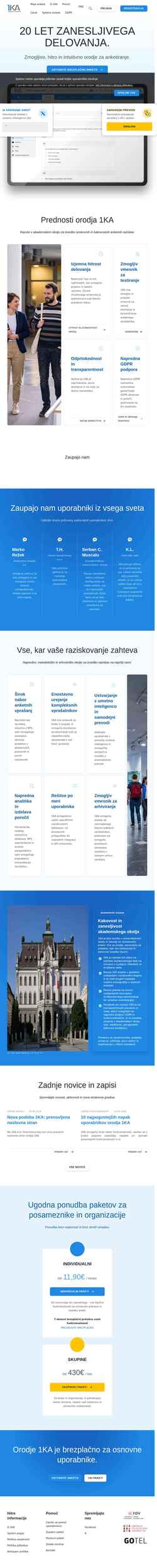 Snímek obrazovky www.1ka.si