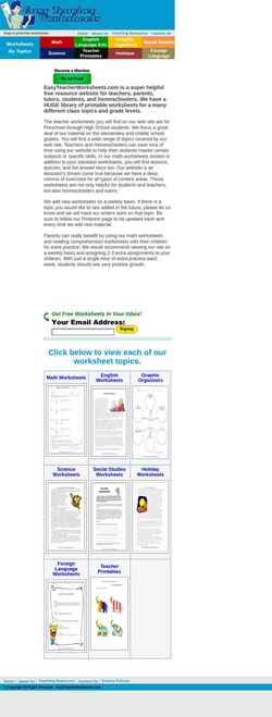 Snímek obrazovky www.easyteacherworksheets.com