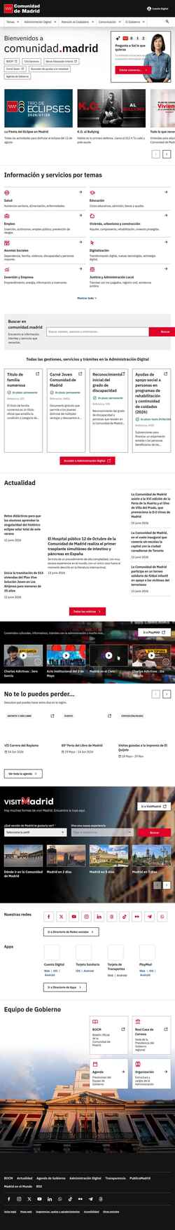 Ekran görüntüsü www.comunidad.madrid