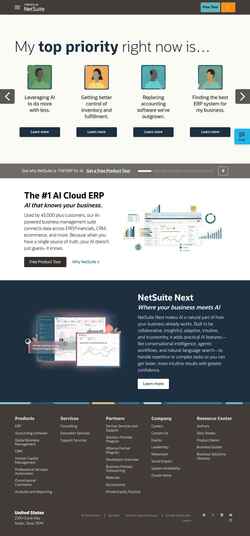 Снимак екрана www.netsuite.com