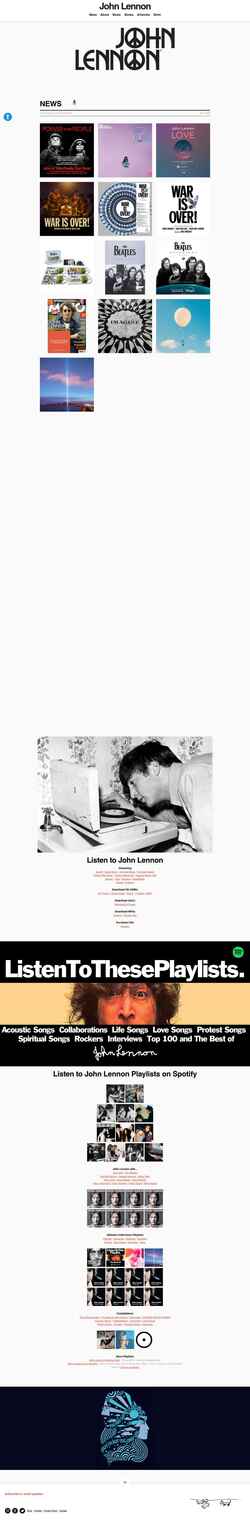 Snímek obrazovky www.johnlennon.com