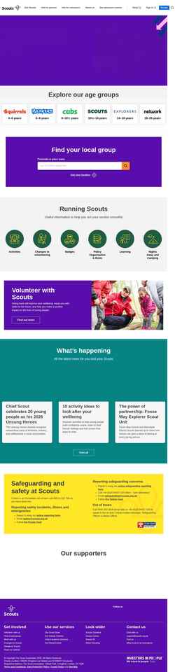 Captura de tela www.scouts.org.uk