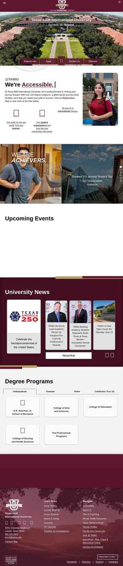 Screenshot www.tamiu.edu