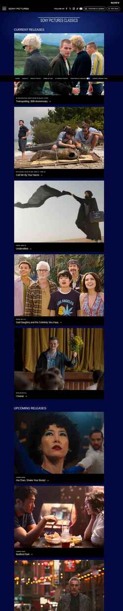 Capture d'écran www.sonyclassics.com