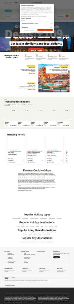 Zrzut ekranu www.thomascook.com