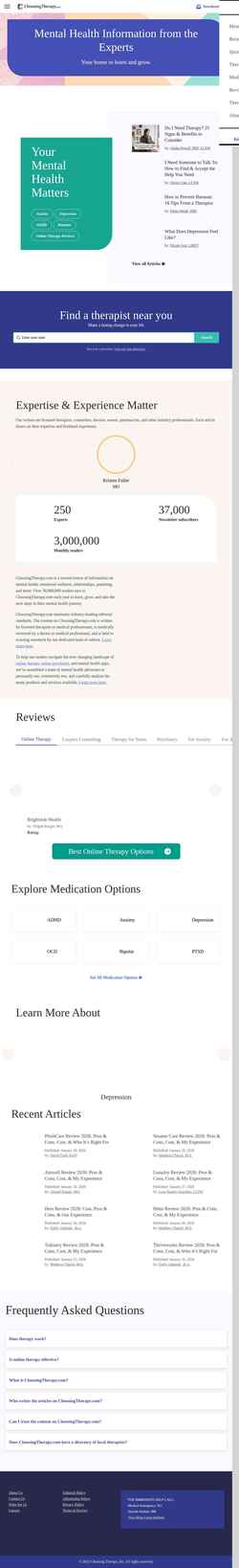 Ekran görüntüsü www.choosingtherapy.com