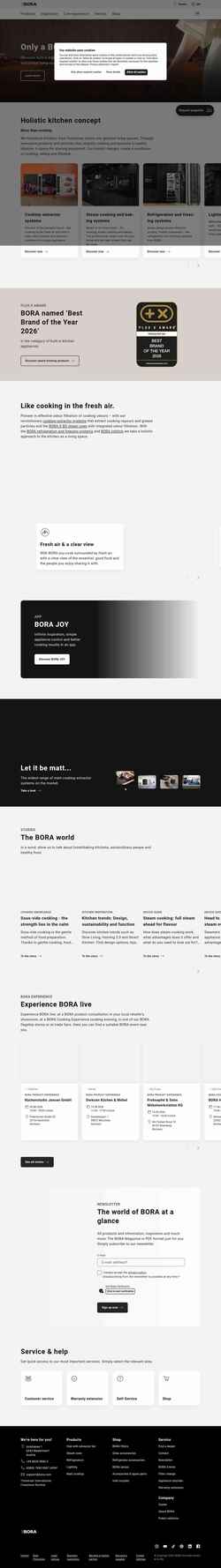 Skærmbillede www.bora.com