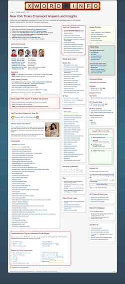 Снимак екрана www.xwordinfo.com