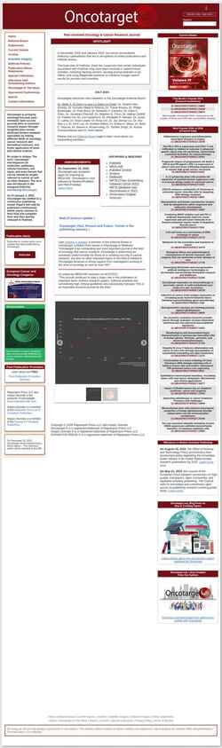 Captură de ecran www.oncotarget.com