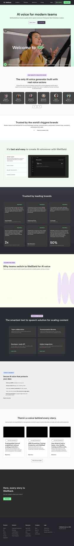 Captură de ecran www.wellsaid.io