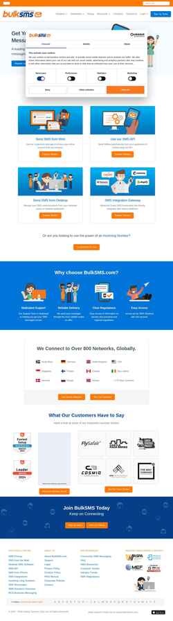 Snímek obrazovky www.bulksms.com