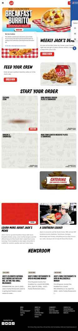 Screenshot www.eatatjacks.com