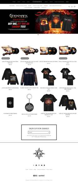 Screenshot shop.godsmack.com