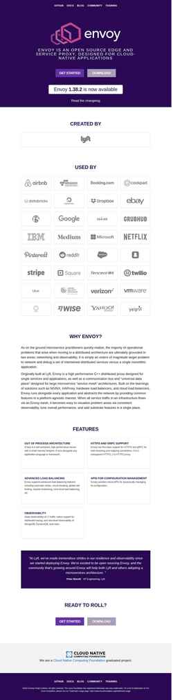 Schermata www.envoyproxy.io