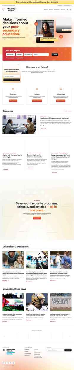 Снимак екрана universitystudy.ca