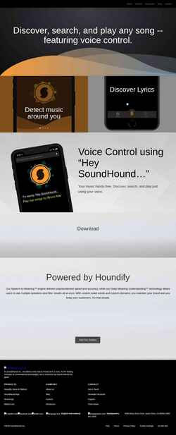 Снимак екрана music.soundhound.com