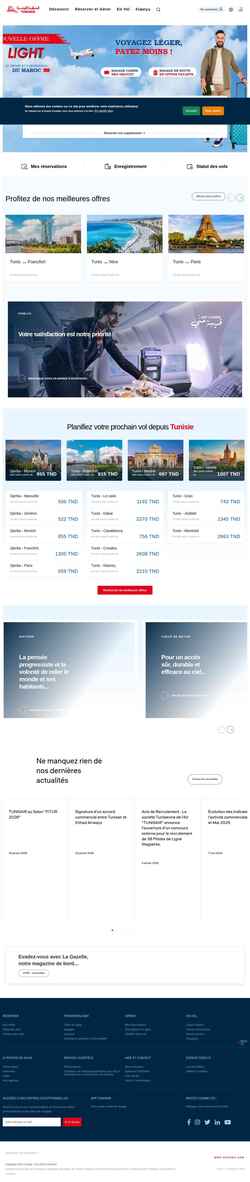 Captura de pantalla www.tunisair.com