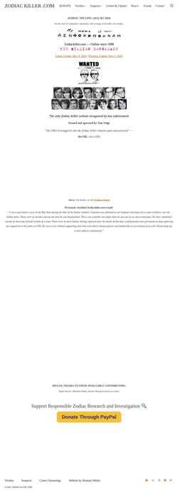 Screenshot zodiackiller.com