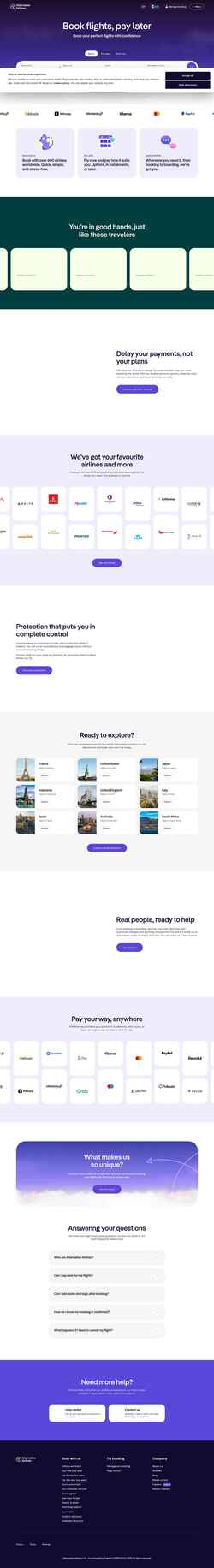 Captura de tela www.alternativeairlines.com