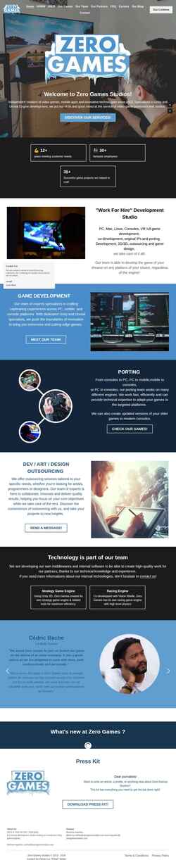 Снимак екрана www.zerogamesstudios.com