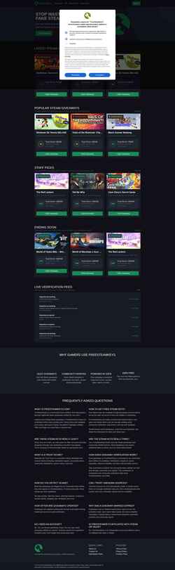 Snímek obrazovky www.freesteamkeys.com