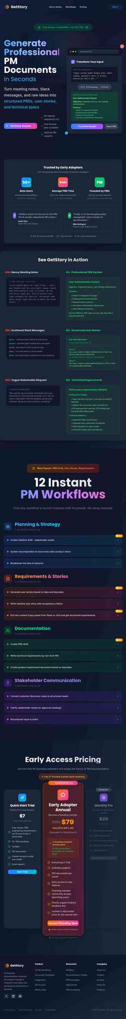 Posnetek zaslona getstory.io