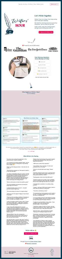 Снимак екрана writershour.com