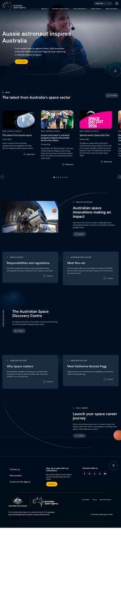 Posnetek zaslona www.space.gov.au