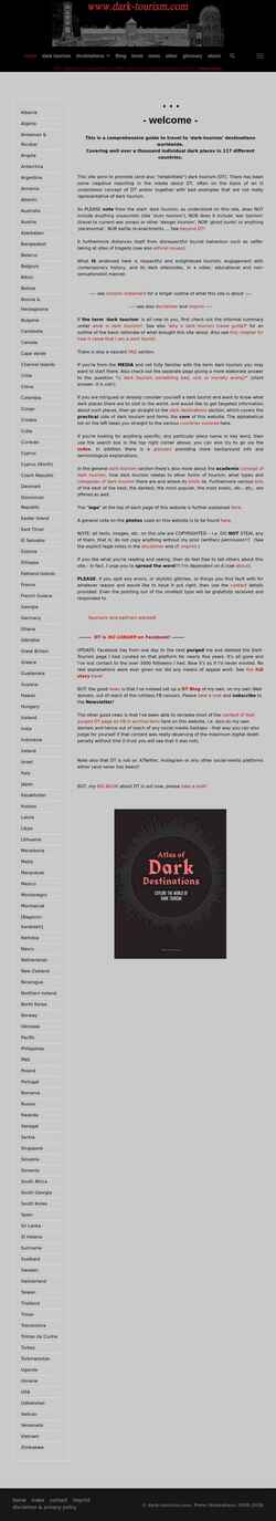 Captură de ecran www.dark-tourism.com