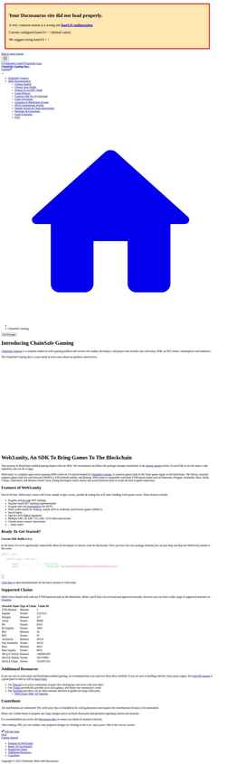 Zrzut ekranu docs.gaming.chainsafe.io
