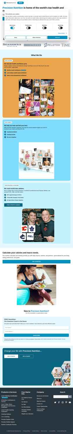 Zrzut ekranu www.precisionnutrition.com