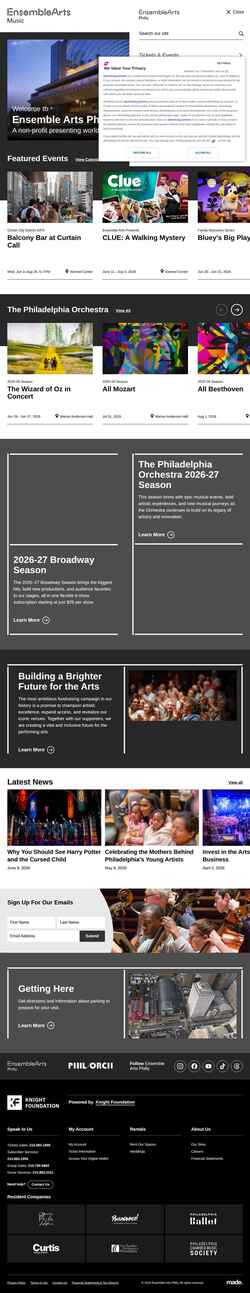 Екранна снимка www.ensembleartsphilly.org