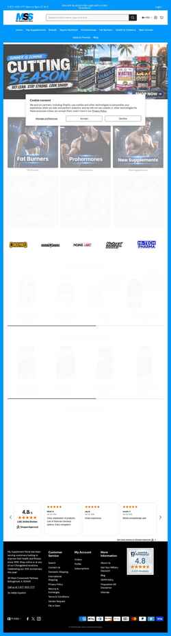 Captura de pantalla www.mysupplementstore.com