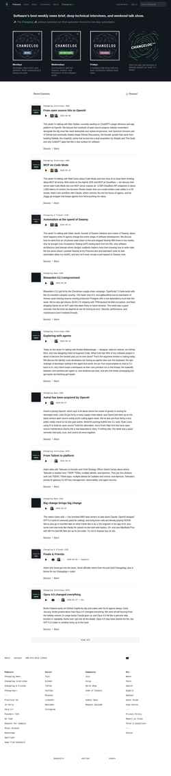 Screenshot changelog.com