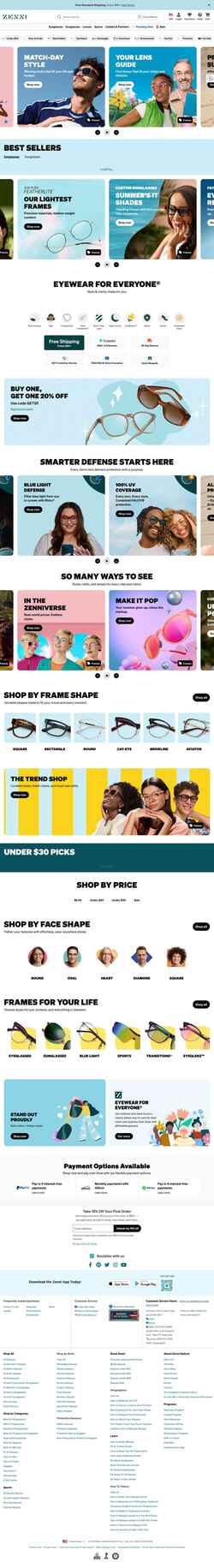 Ekraanipilt www.zennioptical.com