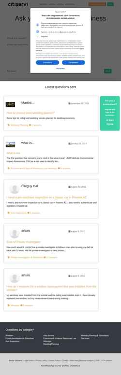 Screenshot questions.citiservi.com