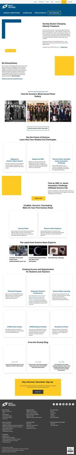 Снимак екрана www.societyforscience.org