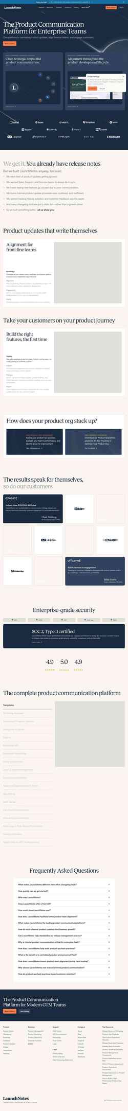 Ekran görüntüsü www.launchnotes.com