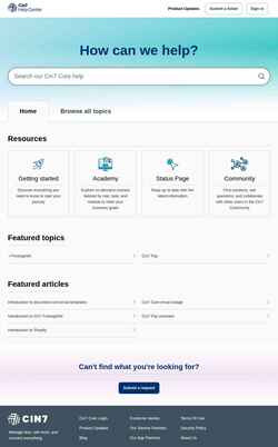 Captura de tela help.core.cin7.com