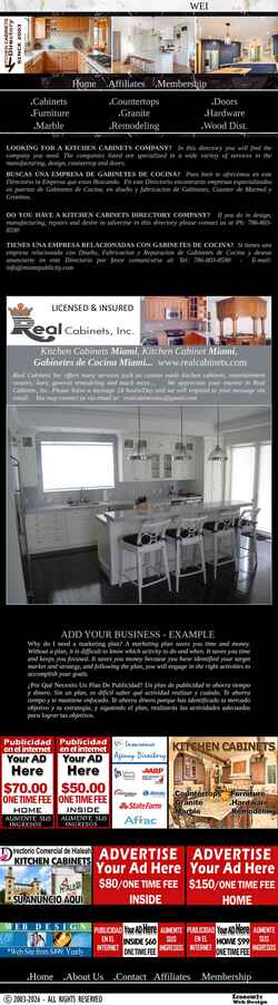 Screenshot www.kitchencabinetsdirectory.com