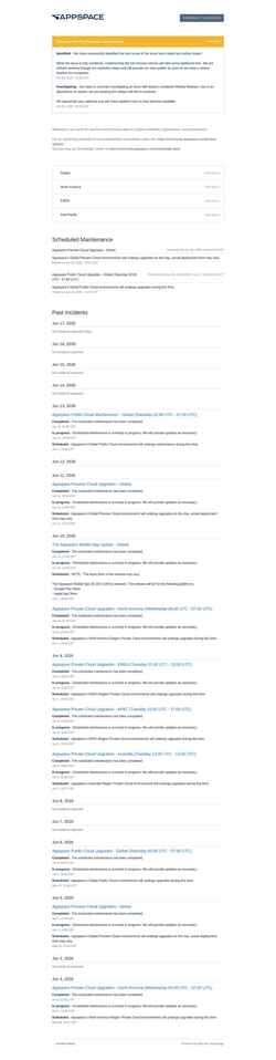 Screenshot status.appspace.com