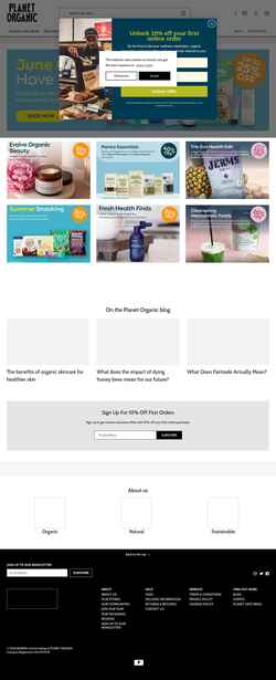 Screenshot www.planetorganic.com