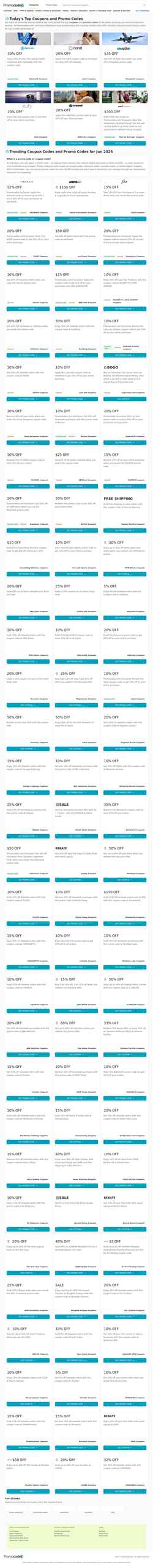 スクリーンショット www.promocodes.com