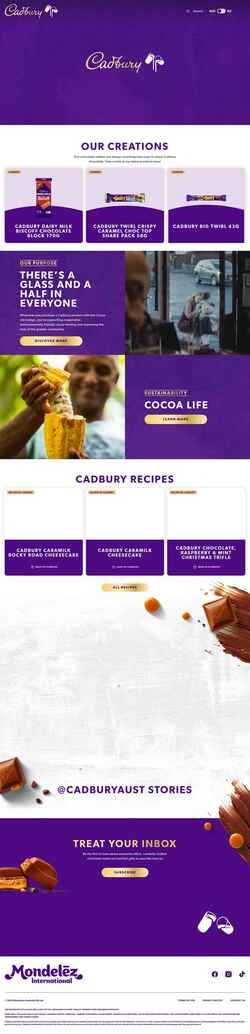 Snímek obrazovky cadbury.com.au