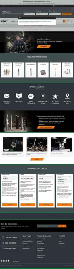 Screenshot www.widia.com