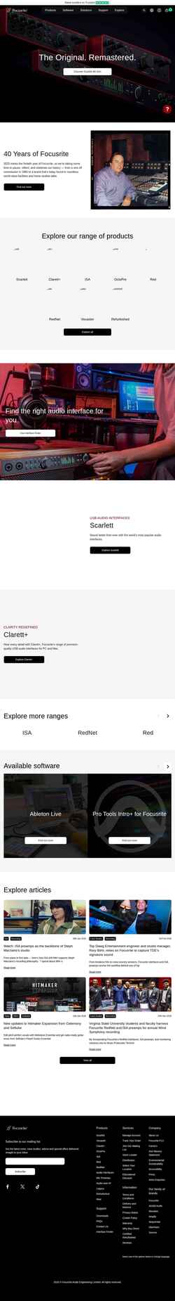 Screenshot focusrite.com