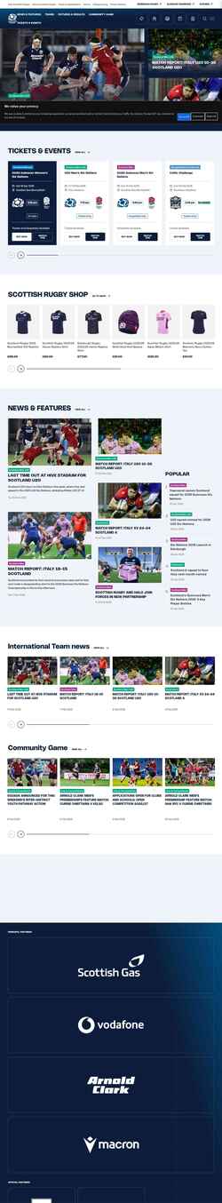 Снимак екрана scottishrugby.org