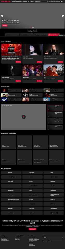 Captura de pantalla www.livenation.fi